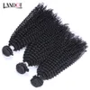 Indiano Encaracolado Kinky Virgem Cabelo Tece Bundles 3 Pcs Não Transformados Indiano Encaracolado Kinky Extensões Do Cabelo Humano Preto Natural Dobro Tramas Macio Completo