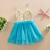 Großhandel - Süße Kinder Mädchen Tutu Pailletten Kleid Sommerkleid Multi Candy Color Prinzessin Partykleid Halter V-Ausschnitt Kleid