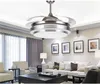 Luces de ventilador de techo LED de forma redonda cromada moderna de 31 8/9 "con cuchillas invisibles plegables 100-240v ventiladores de techo invisibles luz led