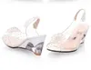 Moda Sandali estivi Donna Peep Toe Sandalo con zeppa Fiori Scarpe in gelatina dolce Scarpa da donna per donna Taglie forti