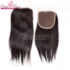 Greatremy Brazilian Silky Straight Hair Weft with Top Closure 4X4 Lace Closure Virgin Hair Bundles 4PCS Full Head Natural Color Human Virgin Hair Cheap Hair Weaves