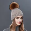 Fashion Vertical Stripes Winter Hats For Women Cashmere Knitted Hat Female High Quality Fur Pom Pom Autumn Warm Beanie211G