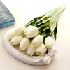 花瓶装飾送料無料21ピース/ロットミニチューリップリアルタッチ結婚式の造花シルクフラワーホームデコレーション