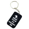 1pc Lugn och hockey på Silicone Dog Tag Keychain Perfekt att användas i någon fördel