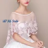 Fée Boléros De Mariée Perle Rose Fleurs Doux Ivoire Tulle Accessoires De Mariage Wraps De Mariée Pas Cher Livraison Gratuite