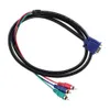 Freeshipping New 5ft 1.5M Audio Cable VGA to 3 RCA Audio AV Cable Adapter for HDTV PC DVD Laptop