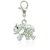 12pcslot mix White Rhinestone Elephants Horse Animal Charms hängen med hummerlås diy för smycken tillverkning accessoarer2841683