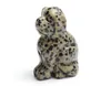 2.0 인치 천연 달갈 화 재스퍼 조각 된 크리스탈 레이키 치유 개 조각상 동물 토템 조각