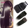 Brasilianska rakt Virgin Hair Weaves 3 buntar med spetslås 8A Grade obearbetade malaysiska peruanska indiska kambodjanska remy mänskliga hår