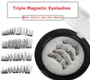 Nyaste trippel 3d magnetiska ögonfransar magnet magnetiska ögonfransar falska ögonfransar magnetiska ögonfransar makeup kit present