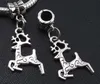 100 stks Alloy Tibetan Silver Deer Charms Hanger Dangle Beads Fit European Armband 30mm