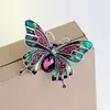 Elegant Epoxy Enamel Butterfly Brooches Vintage Alloy Amethyst Crystal Rhinestone Animal Brooch Pins Dresses Corsage Brooches Party Jewelry