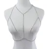 Bralette da donna alla moda, catena completamente strass, imbracatura geometrica, gioielli di moda, reggiseno, catena superiore, catena di cristallo