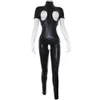 Black Short Sleeves Open Bra And Crotch Catsuit Women's Jumpsuit Hollow Out Bodysuit Fetish Costume Sexy Lingerie