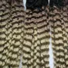 Extensions de cheveux micro boucle avec perles 300g 1g / s 300s ombre cheveux brésiliens T1b / 613 extensions de cheveux bouclés micro crépus bouclés brésiliens