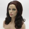 Iwona Hair Wavy Shoulder Length Dark Auburn Wig 1933 Half Hand Tied Heat Resistant Synthetic Lace Front Wig5584456