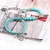 Vintage turquoises Luxe armbanden voor vrouwen Men Bomen Bladeren Handhangende bedelarmband Bangle Fashion Jewelry7392473