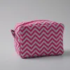 Borsa per trucco Chevron 25 pezzi Magazzino americano Classico rettangolo Zig Zag Borse per cosmetici Custodie per trucco personalizzate Custodia per articoli da toeletta regalo DOM106001