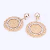 Fashion Italian Dubai Abaya Long Jewelry Sets Gold Coins Women African Gold-Plated Crystal Wedding Costume Necklace Earrings Set