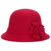 6 Colors New Autumn Winter Flower Women Top Hat Lady Imitation Wool Bucket Hats Retro Princess Hat Female Dome Cap GH-31