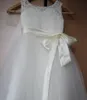 花の女の子のドレスAラインロングレースパーティードレス女の子2-14年ローブilleレースチュールホワイトフラワーGgirlドレス