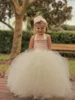 2018 Bling Bling Rose Gold Sequin Flower Girl Dresses Cute Ivory Halter Floor Length Ball Gown Cheap Little Girls Pageant Dresses