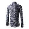 Großhandel - Neues Design Herbst Herrenhemd Langarm Hemden Casula Flower Chemise Homme Einreiher Camisa Social Brand Kleidung