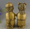 Antique de Cuivre en Laiton Golden Boy et Jade Fille Figurine Figurine Figurine