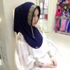 이슬람 여성 blawbling 인쇄 스카프 수 놓은 꽃 Turban 레이스 headcloth 모슬린 민속 스타일 여러 가지 빛깔의 hijab 드롭 배송