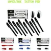 Yilong 10 SZTUK / Box Black Dual-Tip Tattoo Oznaczanie Długopis Marker Skóry Wzornik Tatuaż Piercing Pozycjonowanie Dostawa do stałego makijażu tatuażu
