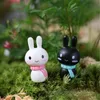 Diy casais miniaturas decorações de jardim mini fofo coelho fada jardim figurinhas resina artificial micro paisagem para decoração de casa