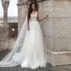 Proste Koronkowe Tulle Suknie Ślubne 2019 Sukienki Dresses Line Open Powrót Suknia Ślubna Robe de Mariage Suknie ślubne z Sash Vestido De Novia