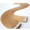 Huid inslagband in menselijke hair extensions 40 stuks 100g Braziliaans haar 18 "20" 22 "24" Dubbelzijdige tape 27 Aardbei blond