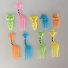 10pcs/set Animal Farm Mini Cartoon Fruit Fork Toothpick Bento Lunch for Children Decorative Plastic Stick Elephant Giraffe Eyes Card Packing Color by Random