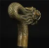 Dekoration Copper Crafts China Old Handwork Carving Bronze Dragon Statue Cane Head Walking Stick 5233521