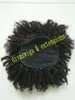 Mänskligt hår Afro Puff Ponytail Drawstring Afro Kinky Curly Panytail Hair Extension African American Hair PIECES med clips (1B Svart)