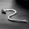 1pcs Drop Shipping Factory Heart Silver Plated Charm Bracelets Snake Chain Fit for pandora Bangle Bracelet Women Children Birthday Gift B002