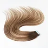 Balayage Color 4/27 Remy Hair Straight High Quality Best Selling PU Tape Hair 100G Per Bundle In Stock