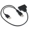 Dubbel USB 2.0 A till SATA 22PIN-kabel 2.5 Hårddiskdrivrutin HDD-adapterkontakt med nätkabel 100PCS