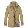 Wholesale- Men trench fashion winter jacket down parka windproof coats plus size 5XL four color