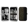 Högkvalitativ rostfritt stål 12pcs Pedicure / Manicure Set Nail Care Clippers Cleaner Cuticle Grooming Kit med läderfodral