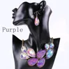 Europe Elegant Women Statement Jewelry Set Resin Designs Water Drop Pendant 18K Gold Plated Choker Necklace Earrings 4 colors Mix