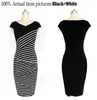 Kobiety Eleganckie Slim Seksowny Bodycon Sukienka Cocktail Party Bohemian Casual Suknie Retro Geometryczne Białe I Czarne Strip Damska Dress S-XL