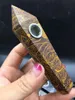 1st Golden Silk Jade Crystal Stone Quartz Crystal Wand Pipe Natural Golden Jade Quartz Pipe Healing Tobacco