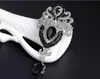 Luxury Crown Brosches Pin Silver Tone Rhinestone Crystal Big Water Drop Glass Dangle Bridal Brosch Wedding Pins for Women Bridesmaid