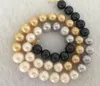 Feine Perlen Schmuck elegante 10-11mm südsee runde multicolor perle halskette 18 zoll 14 karat
