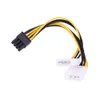 Freeshipping 15pcs / lot PCI Express-adapter 4pinx2 naar PCI-E 8PIN MANNELIJKE NAAR DUAL LP4 IDE POWER CABLE-adapter 16cm