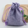 50pcs purple Linen Fabric Drawstring Candy Jewelry Gift Pouches Burlap Gift Jute bags 10x14cm etc.