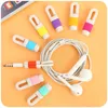 1000 stks / partij Oortelefoon Kabelbeschermer Organizer Hoofdtelefoon Lader Data Line Cord Protection Sleeves Kabelwinder voor iPhone 5S 6s