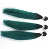 New fashion 3pcs high quality synthetic Hair weave color 1b/Dark Green straight Hair Extension Hair Wefts free shipping